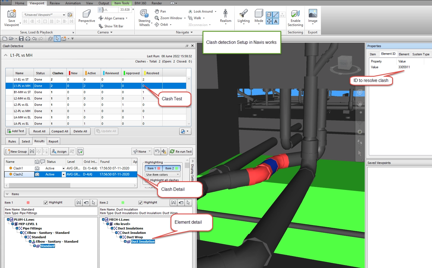 Clash detection using navisworks